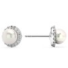 Pompeii3 6mm Pearl & Diamond Halo Studs Women's 14k Gold Earrings Lab Created - 2 of 4