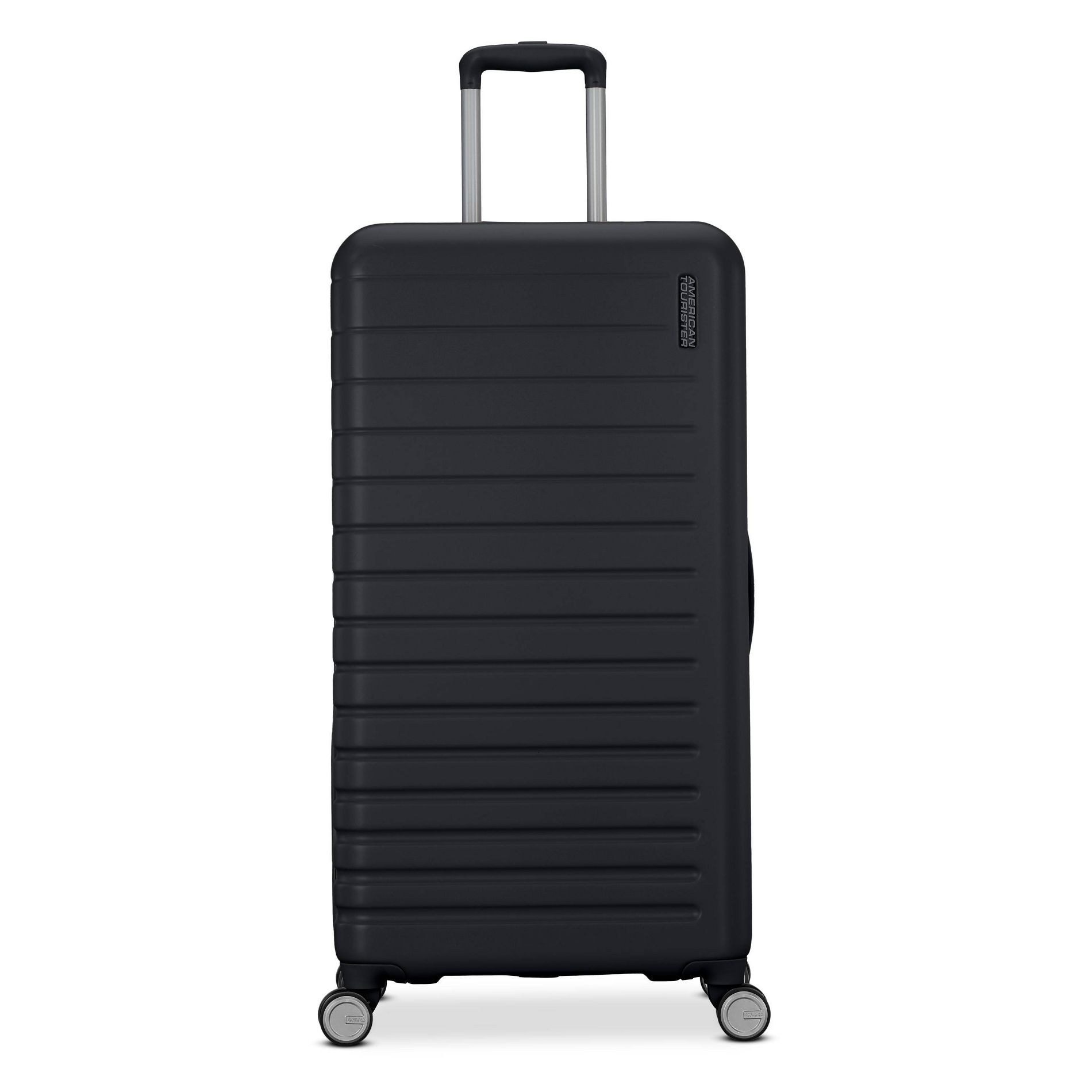 American Tourister Trunk Hardside Spinner Suitcase - Black: Wheeled Check Luggage