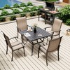 Pamapic 5-Piece Metal Outdoor Patio Dining Set with 4 Text Ilene Chairs and Square Table - 3 of 4