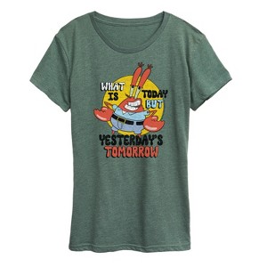 Women's - SpongeBob SquarePants - What Is Today Yesterdays Tomorrow Short Sleeve Graphic T-Shirt - 1 of 4