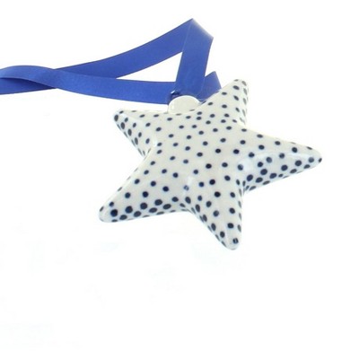 Blue Rose Polish Pottery Small Dots Star Ornament