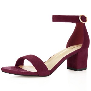Allegra K Women's Open Toe Block Heel Adjustable Buckled Ankle Strap Sandals - 1 of 4