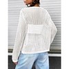 Womens Lightweight Crochet Cardigan Tie Front Shrugs Knit Cardigan Crop Tops Long Sleeve Mesh Sweaters Summer Beach Cover Up - White L - 2 of 4