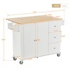 Rolling Kitchen Island Cart, with Wood Desktop, Cabinet and Drawers, Spice Rack, Towel Rack, Wine Rack, for Kitchen, Dining - 2 of 4