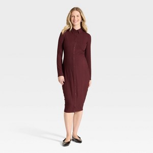 Long Sleeve Ribbed Midi Maternity A-Line Dress - Isabel Maternity by Ingrid & Isabel™ - 1 of 3