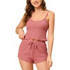 cheibear Women's Spaghetti Straps Cami Tops with Shorts Lounge Sleepwear Pajama Set - 2 of 4