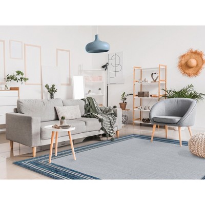 Carmel Navy Square Flatwoven Synthetic Area Rug, 7'10"