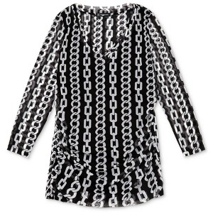 I.N.C International Concepts Womens Chain Link Pullover Blouse, Black, X-Small - 1 of 1