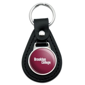 Brooklyn College Bulldogs Logo Black Leather Keychain - 1 of 4