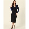 INSPIRE CHIC Women's Cocktail Party Open Front Long Sleeve Cropped Velvet Shrug Cardigan - 3 of 4