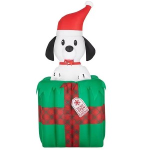 Gemmy 5 ft. Animated LED Dog in Gift Box Christmas Inflatable - 1 of 3
