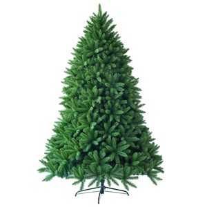 5FT Artificial Green Christmas Tree - 600 Realistic PVC Tips, Hinged Design, Sturdy Metal Stand - 1 of 4