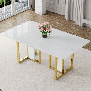 NicBex Dining Table 63" Modern Minimalist Rectangular Dining Table for Dining Room - 1 of 4
