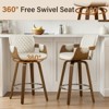Bekrvio 26" Swivel Counter Stools with Back & Arms, Faux Leather Mid-Century Bar Stools for Kitchen Island, Walnut Frame, Set of 1/2/3/4 - 4 of 4