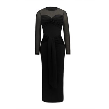 chinese dress ladies Major VIP Long Sleeve Sheer Mesh Bodycon Mini Dress