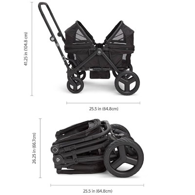 Black Lightweight Double Stroller Wagon with Adjustable Canopy
