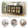 TROPOW Rattan TV Stand for TVs Up to 55" Rattan Doors Metal Support Legs Handles, Entertainment Center with Storage Console, Shoe Cabinets Black - 2 of 4