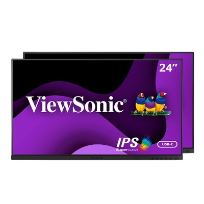 ViewSonic VG2455_56A_H2 24 Inch Dual Pack Head-Only 1080p IPS Monitors with USB C 3.2 with 90W Power Delivery, Docking Built-In, HDMI, VGA for Home