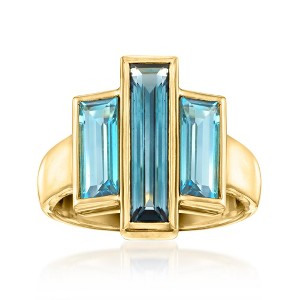 Ross-Simons 4.80 ct. t.w. Swiss and London Blue Topaz Ring in 18kt Gold Over Sterling - 1 of 4