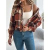 Clearlove Women's Button Down Flannel Plaid Shirt Jacket Oversized Vintage Shacket Long Sleeve Collared Work Casual Shirts Tops - 4 of 4