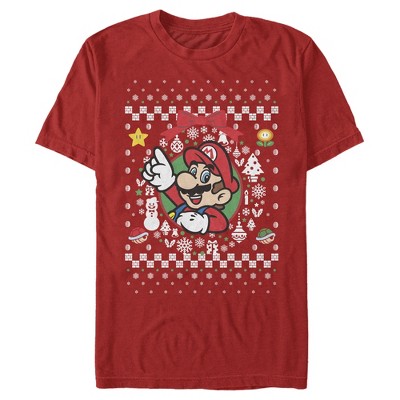 Nintendo   Nintendo Men's Ugly Christmas Mario Wreath Sweatshirt