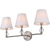Elegant Lighting Bethany 3 lights bath sconce in satin nickel with white fabric shade - 3 of 4