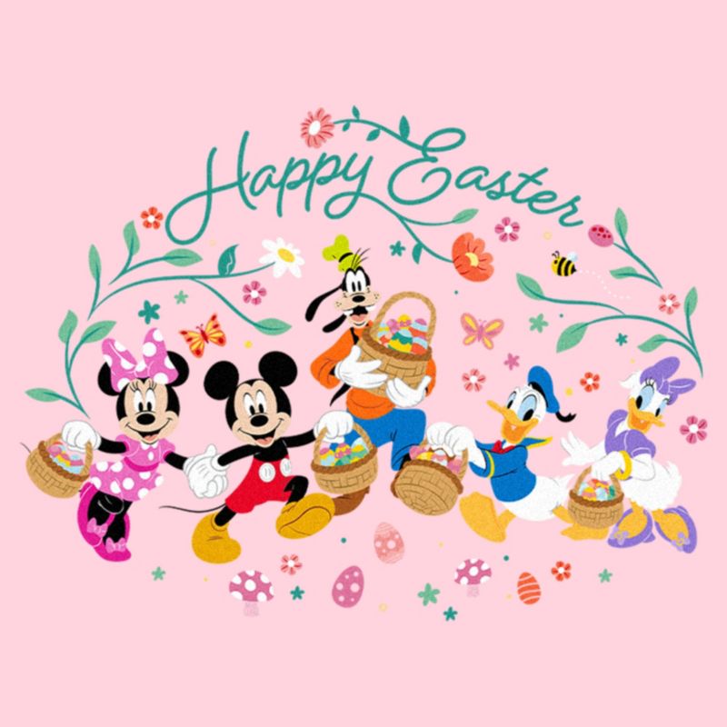 Junior's Women Mickey & Friends Happy Easter Group Egg Hunt T-Shirt, 2 of 5