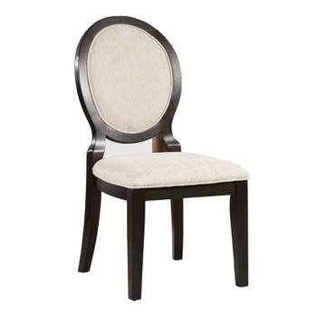 HOMES: Inside + Out Set of 2 Cloudrealm Transitional Corduroy Upholstered Dining Chairs Espresso/Ivory