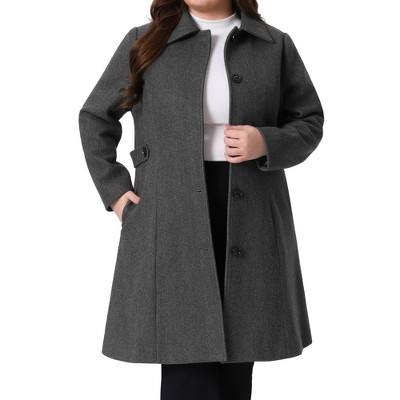 Agnes Orinda Women's Plus Size Winter Single Breasted Outfits Utility Belted Fashion Overcoats