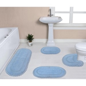 Hampton Crochet Collection Cotton Reversible Tufted Set of 4 Bath Rug Set - Home Weavers - 1 of 4