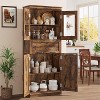Tall Bathroom Cabinet with 4 Doors & Flip Glass Drawer, Storage Cabinet with Adjustable Shelves, Freestanding Organizer for Kitchen, Pantry, Gray - 4 of 4