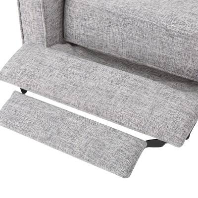 Mid-Century Modern Light Grey Tweed Wood Recliner