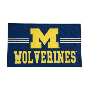 Evergreen NCAA Michigan Wolverines Embossed Mat Cross Hatch Indoor and Outdoor Doormat - 1 of 4