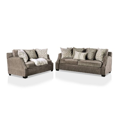 2pc Quavo Transitional Loveseat and Sofa Set Gray - HOMES: Inside + Out