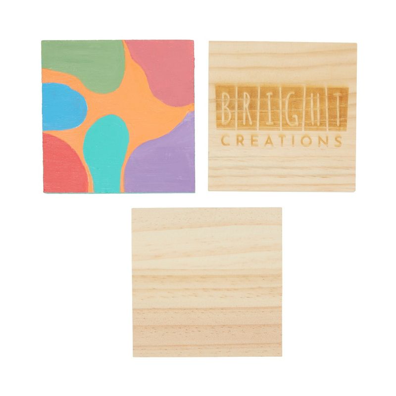 Bright Creations 15 Pack Unfinished Wood Squares Cutout Tiles for Crafts, Engraving, Wood Burning, 4x4 in, 4 of 10