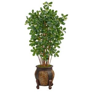 Nearly Natural 4.5-ft Black Olive Artificial Tree in Decorative Planter - 1 of 4