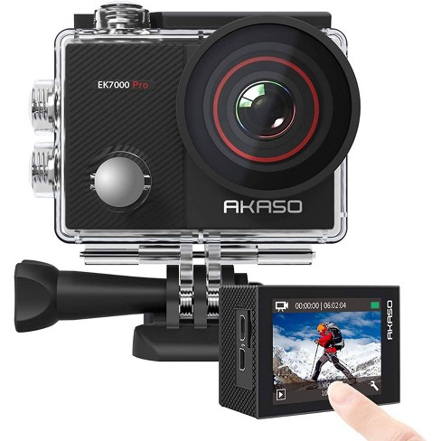 AKASO EK7000 4K 30FPS camera, water resistant up to 30 meters under the  sea, 170 degree wide shooting angle - بوكس أصفر