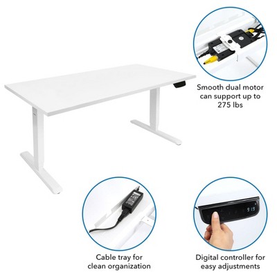 ElevatePro White Electric Adjustable Sit/Stand Desk with Touchscreen Control