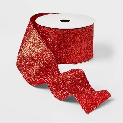 2.5" Glitter Ribbon Red 21ft - Wondershop™