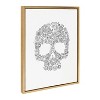 Kate & Laurel All Things Decor 18"x24" Sylvie Skull Print Framed Canvas Wall Art by Viola Kreczmer Gold Black and White Floral - 3 of 4