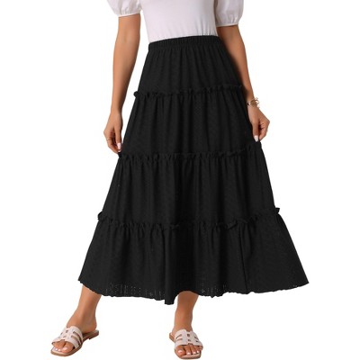 INSPIRE CHIC Women's High Waist A Line Boho Midi Skirt