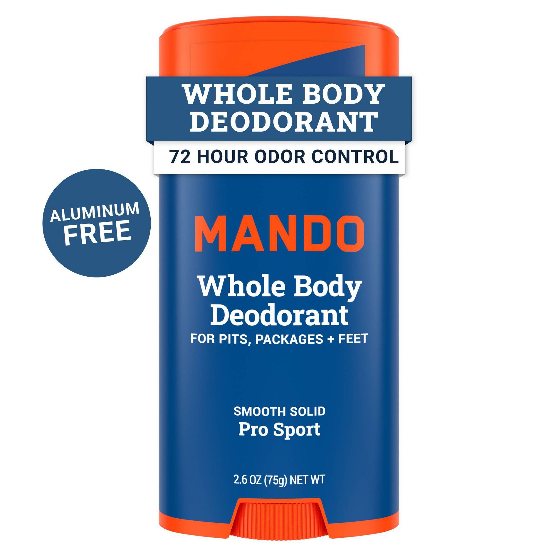 Mando Whole Body Men's Smooth Solid Deodorant Pro Sport - Aluminum-Free 2.6oz