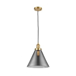 Cone - 1 Light Cord Hung Mini Pendant In Industrial Style-14 Inches Tall and 12 Inches Wide - 1 of 1