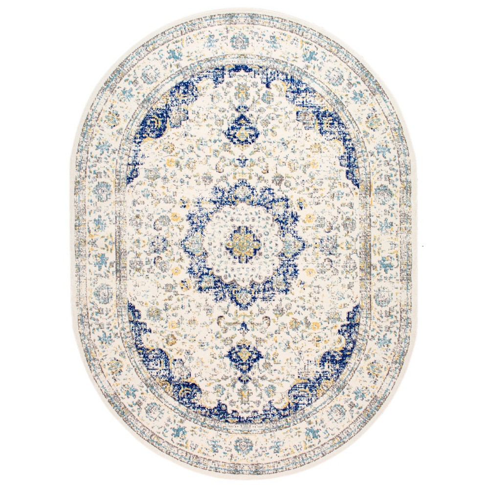 5'x8' Oval Verona Vintage Persian Style Area Rug Blue - nuLOOM