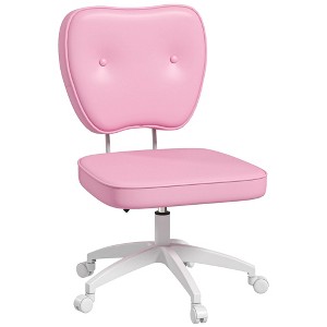 Vinsetto Faux Leather Office Chair with Adjustable Height, Wheels, Armless Comfy Computer Chair, Pink - 1 of 4