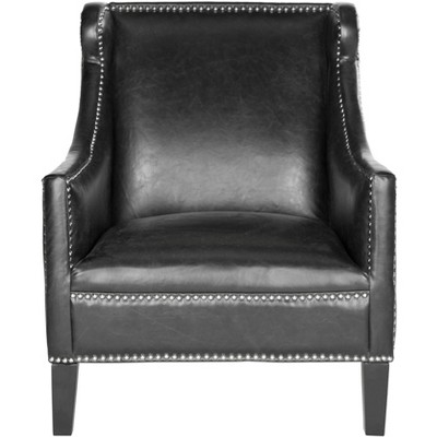 Mckinley Club Chair   Silver Nail Heads - Antique Black - Safavieh