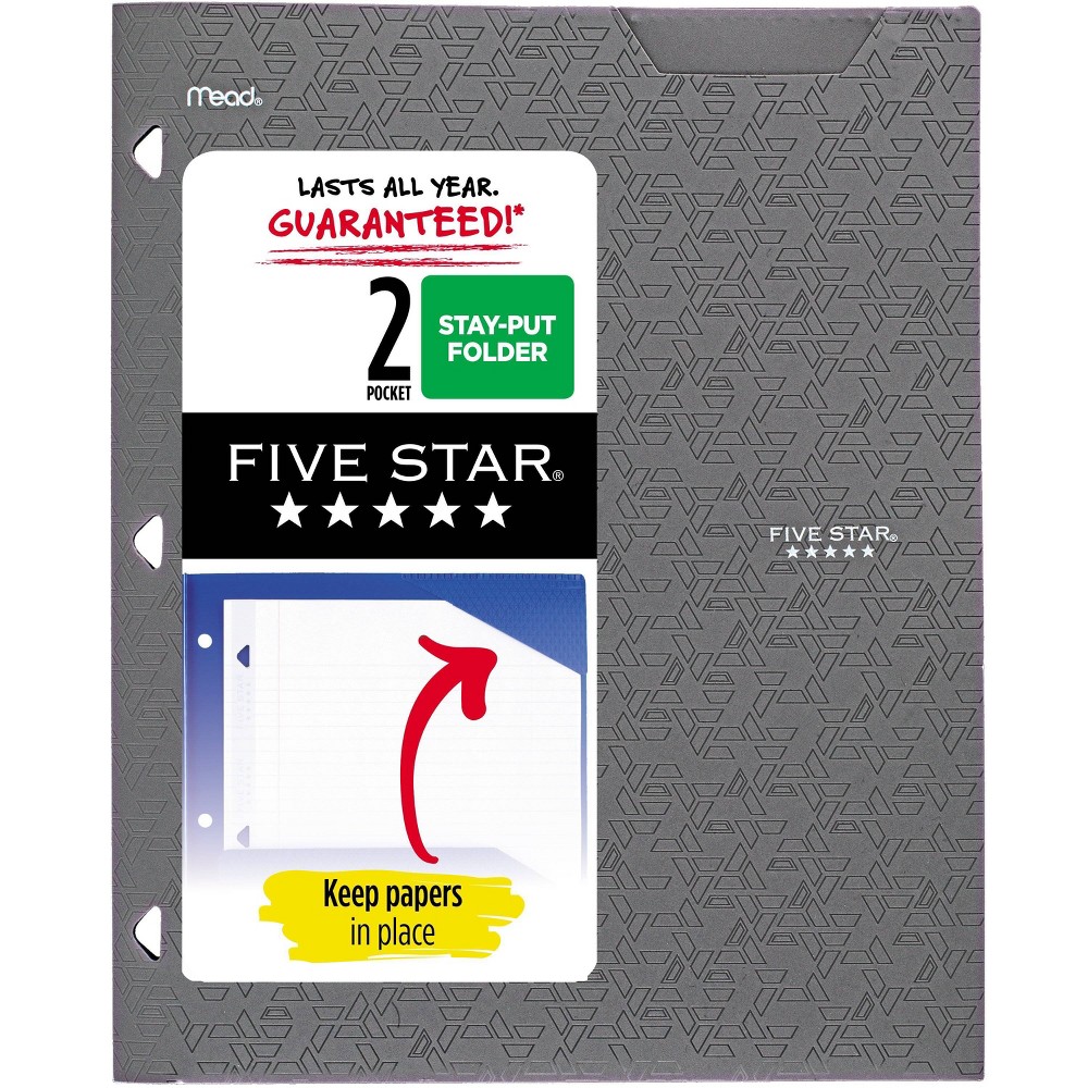 Photos - Accessory Five Star 2 Pocket Plastic Folder Gray