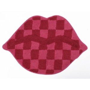 20"x30" Checkered Lips Non Skid Bath Rug Pink - NatureStep - 1 of 4