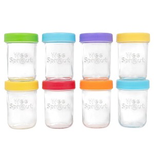 WeeSprout Glass Baby Food Storage Jars with Lids, Reusable Small Containers -  4/8 oz, 8/12 Pack - 1 of 4