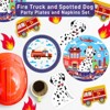Hachikiko Firetruck Dog Plates and Napkins Set,Fire Station Dinner Dessert Plates Spotted Dogs Napkins Disposable Tableware Firedog Party Supplies - 3 of 4